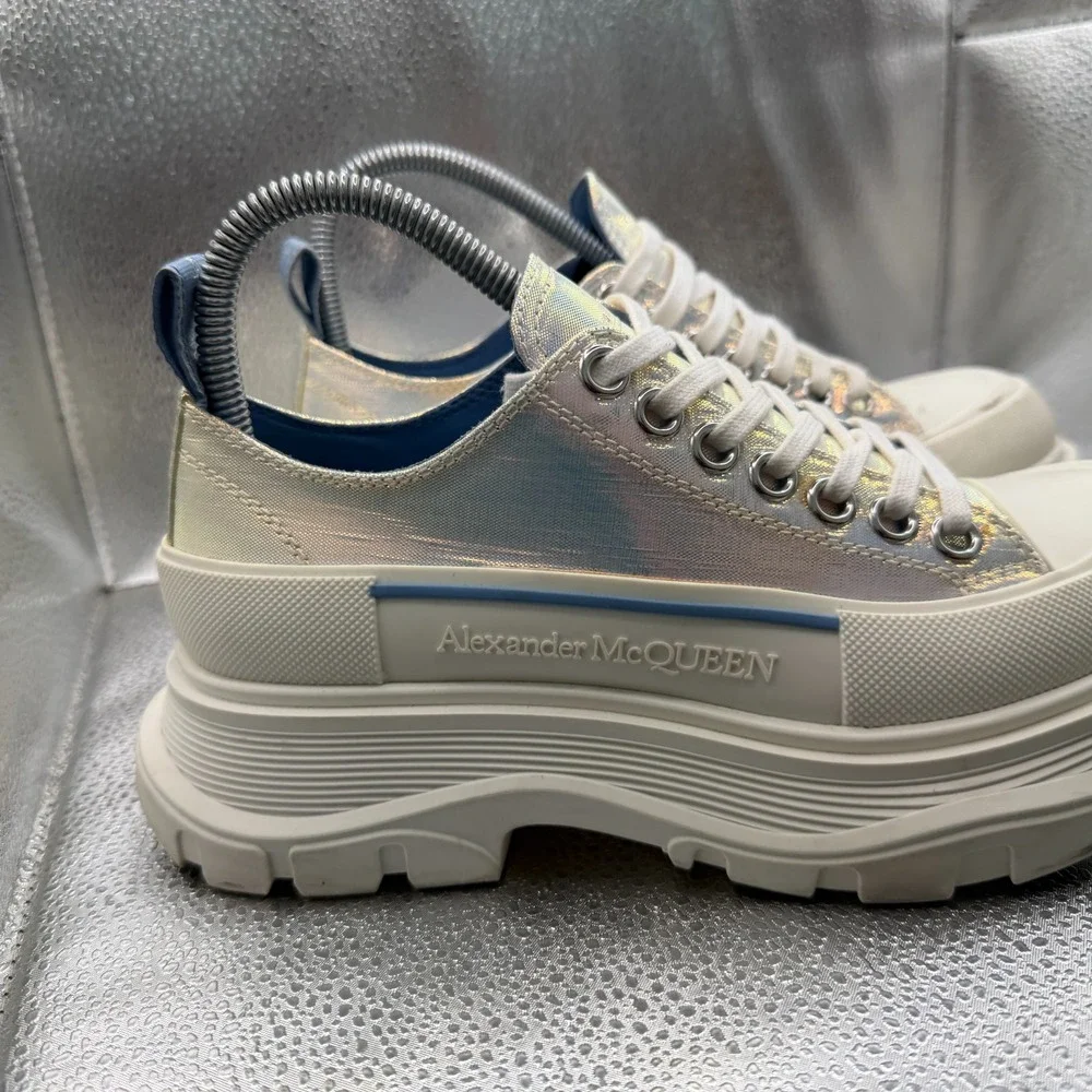 Size EU 37 Alexander McQUEEN Tread Slick Iridescent Leather Womens‎ Sneakers